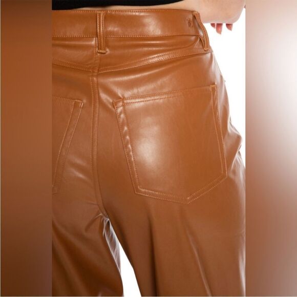 040 New Juicy Couture Rodeo Barrel Fit High Waist Faux Leather Pants Camel - Picture 12 of 12